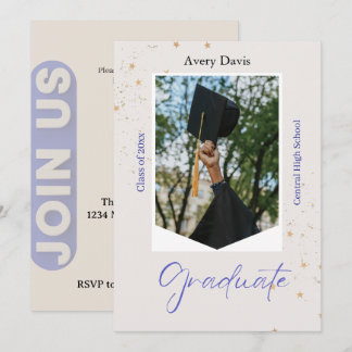 Invitación Classic Navy Blue and White Formal Bordered