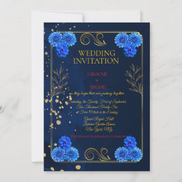 Invitación Classic Navy Floral Wedding Invite Template