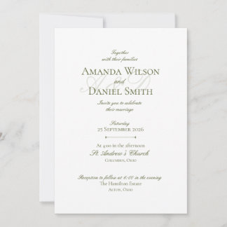Invitación Classic Olive Wedding Invitation