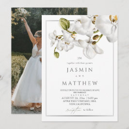 Invitación Classic Orchids Frame Elegant Wedding Photo