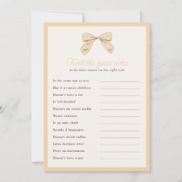 Invitación Classic Peach Bow Find Guest Shower Game Card