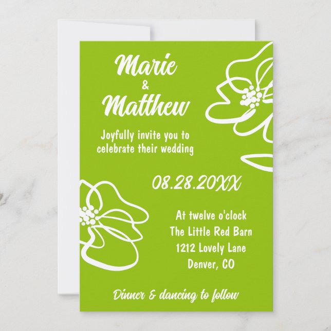 Invitación Classic Photo Citrus Green Floral Wedding  (Anverso)