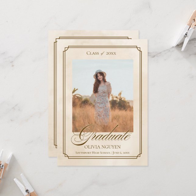 Invitación Classic Photo Graduation Announcement Invitation (Anverso/Reverso In Situ)