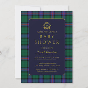 Invitación Classic Preppy Charm Plaid Equestrian Baby Shower