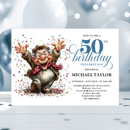 Invitación Classic Quirky Man 50th Birthday Whimsical Humor