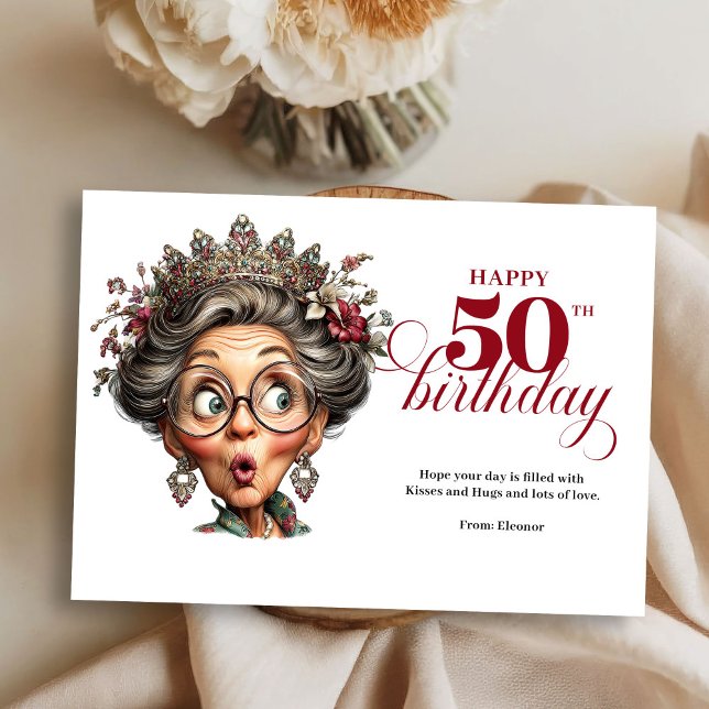 Invitación Classic Quirky Woman 50th Birthday Whimsical Card (Classic Quirky Woman 50th Birthday Whimsical Greeting Card

)