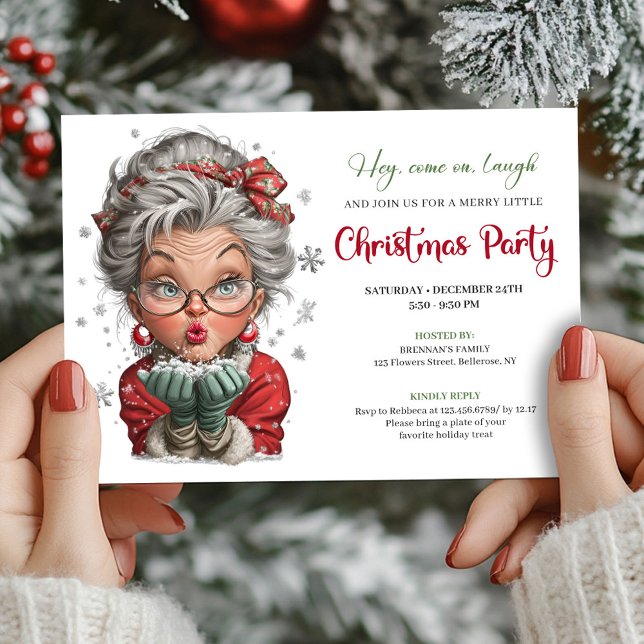 Invitación Classic Quirky Woman Comic Christmas Humor Style  (Classic Quirky Woman Comic Christmas Humor Style Invitation

)