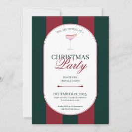 Invitación Classic red green stripe Christmas Invitation