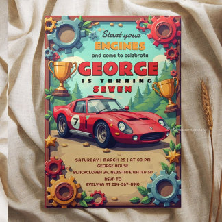 Invitación Classic Red Race Car Birthday Party