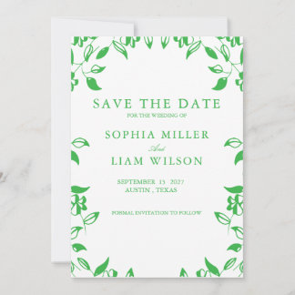 Invitación Classic Retro Minimalist Green WEEDING Invite 