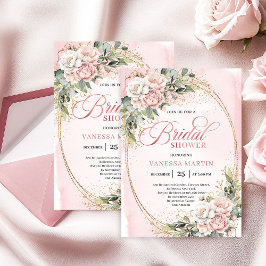 Invitación Classic Rose Gold Eucalyptus Bridal Shower Invite