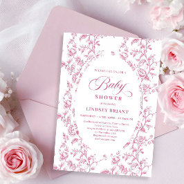 Invitación Classic Rose Pattern Floral Baby Shower Invitation