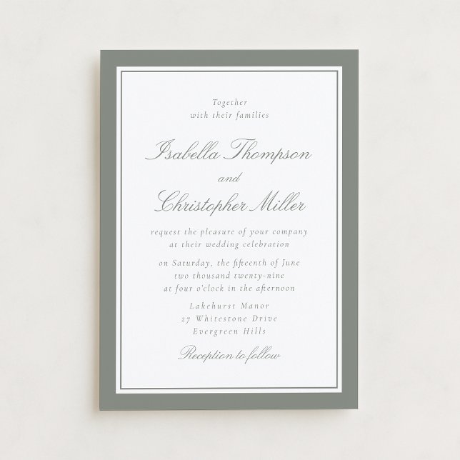 Invitación Classic Sage Border Formal Wedding Invitation (Subido por el creador)
