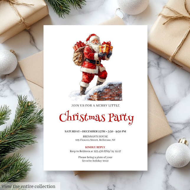 Invitación Classic Santa Claus Kids Holiday Party Invitation (Classic Santa Claus Kids Holiday Party Invitation

)