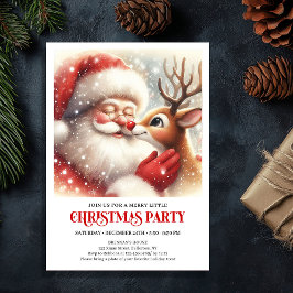 Invitación Classic Santa Claus Rudolph Christmas Joyful Party
