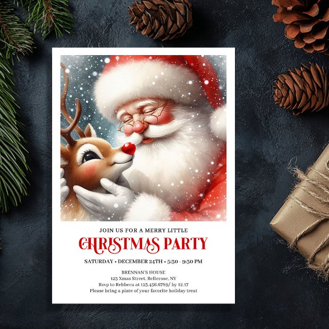 Invitación Classic Santa Claus Rudolph Holiday Joy Celebrate (Classic Santa Claus Rudolph Holiday Joy Celebration Invitation

)