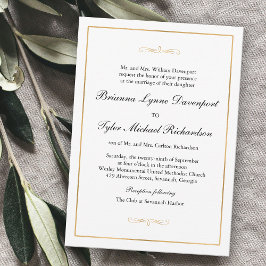 Invitación Classic Simple Elegance Gold Border Wedding