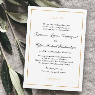 Invitación Classic Simple Elegance Gold Border Wedding