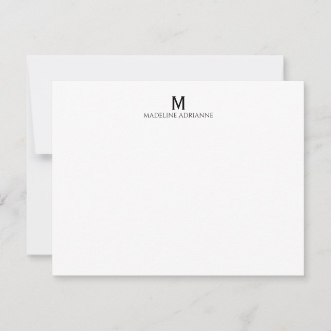 Invitación Classic Simple Modern Monogram Initial Note Card (Anverso)