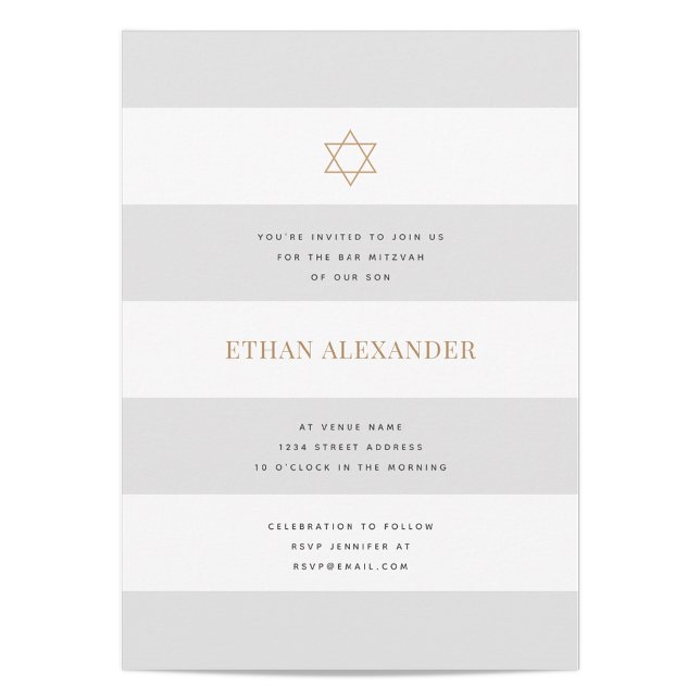 Invitación Classic Stripes Bar Mitzvah (Subido por el creador)