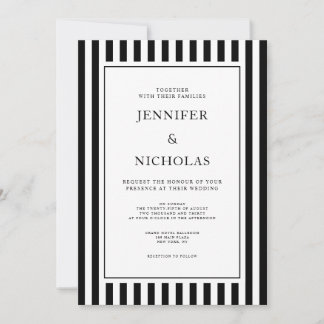 Invitación Classic Stripes Black And White Wedding