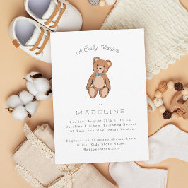 Invitación Classic Teddy Bear Blue Baby Shower