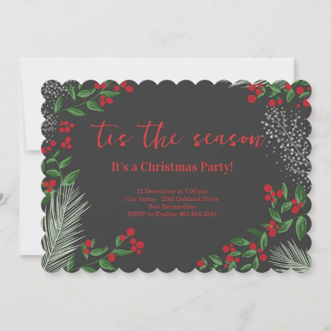 Invitación Classic Tis the Season Holiday Gathering (Anverso)