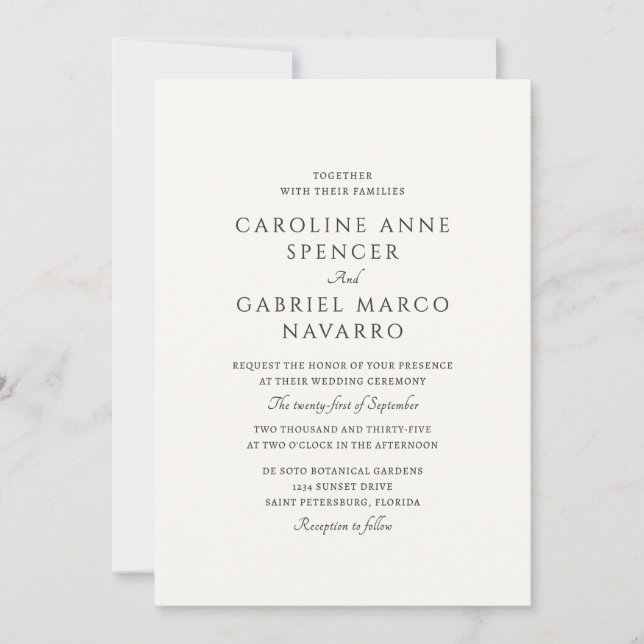 Invitación Classic Traditional Formal Wedding Invitation (Anverso)