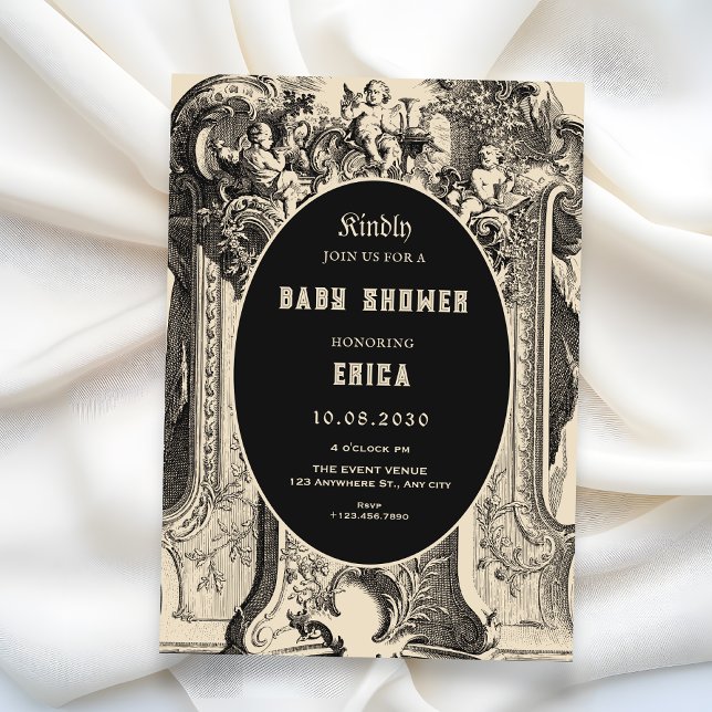 Invitación Classic vintage artistic angel baby shower (Subido por el creador)