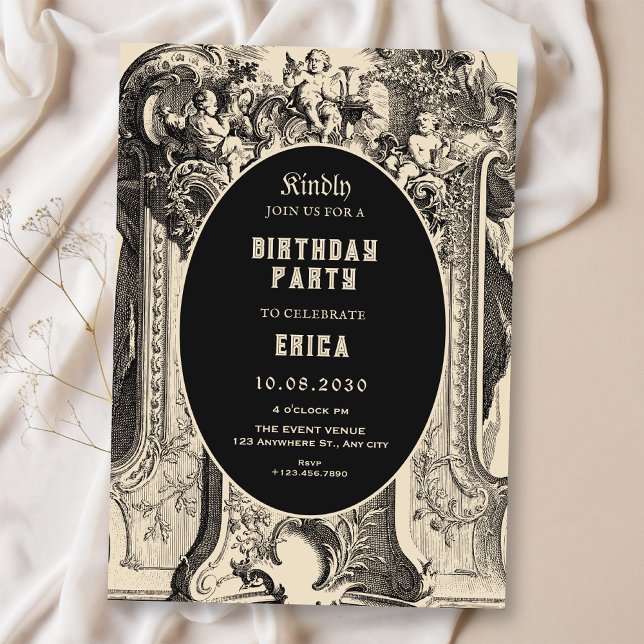 Invitación Classic vintage artistic angel birthday (Subido por el creador)
