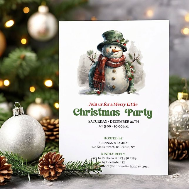 Invitación Classic vintage Christmas snowman party invitation (Classic vintage Christmas angel party invitation

)