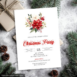 Invitación Classic Watercolor Christmas Flowers Printable