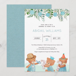 Invitación Classic Watercolor Teddy Bear Baby Shower
