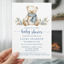 Invitación Classic Watercolor Teddy Bear Winter Baby Shower