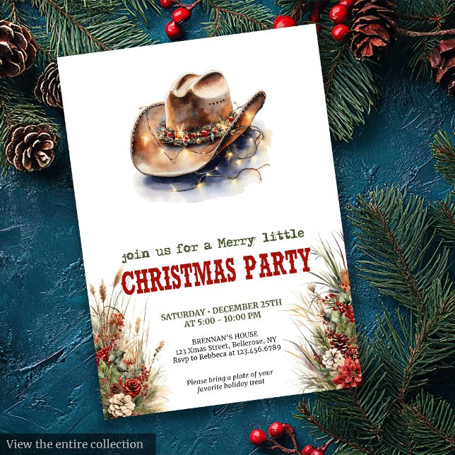 Invitación Classic Western Christmas party editable invites (Classic Western Christmas party editable invitation

)