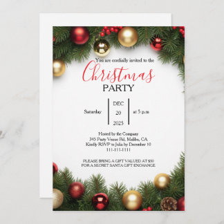 Invitación Classic Wreath Office Christmas Party Invitation
