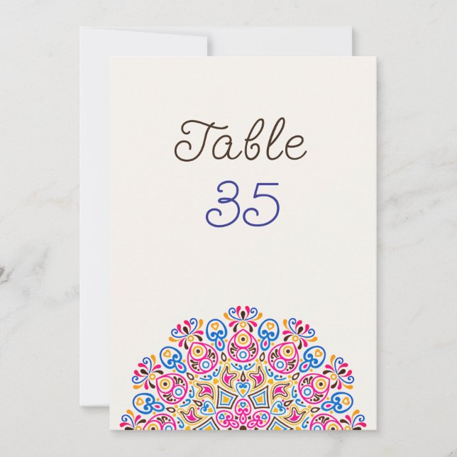 Invitación Classical Art Deco Mandala Wedding Table Number (Anverso)