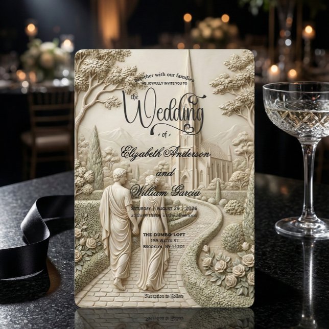 Invitación Classical Dark Academia Grecian Art Wedding (Subido por el creador)