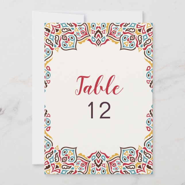Invitación Classical Geometric Mandala Wedding Table Number (Anverso)