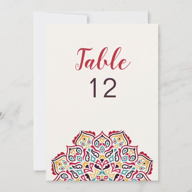Invitación Classical Geometric Mandala Wedding Table Number (Anverso)