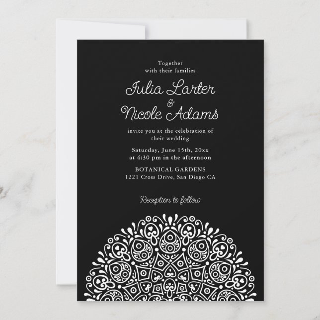 Invitación Classical Ornate Art Deco Style Mandala Wedding (Anverso)