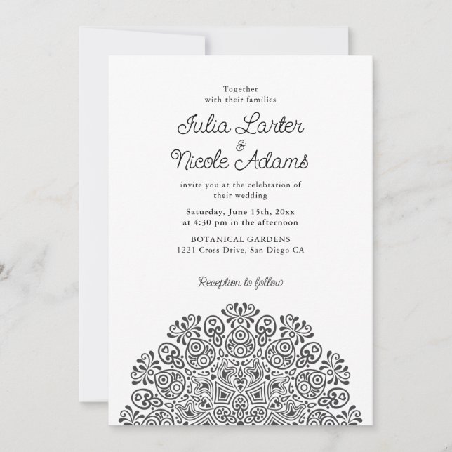 Invitación Classical Ornate Art Deco Style Mandala Wedding (Anverso)