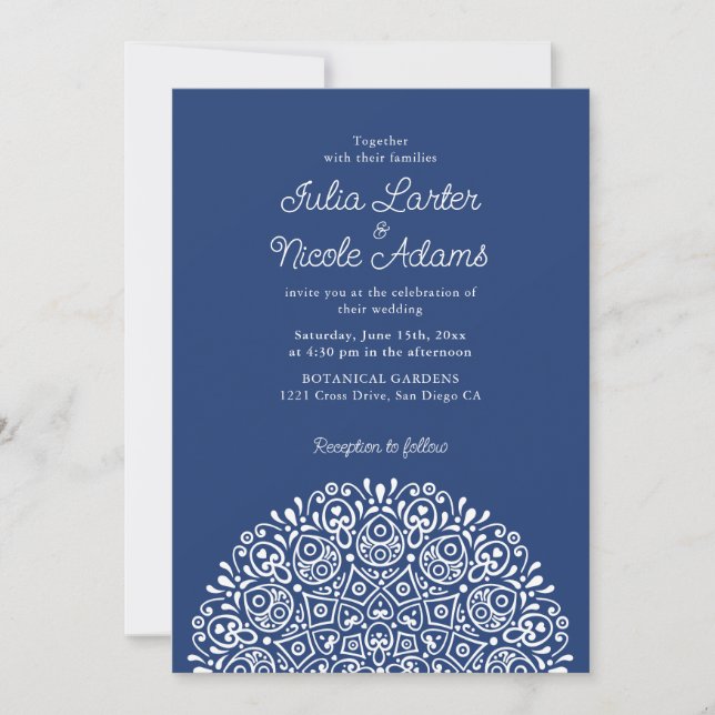 Invitación Classical Ornate Art Deco Style Mandala Wedding (Anverso)