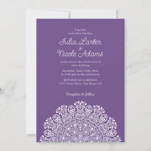 Invitación Classical Ornate Art Deco Style Mandala Wedding (Anverso)