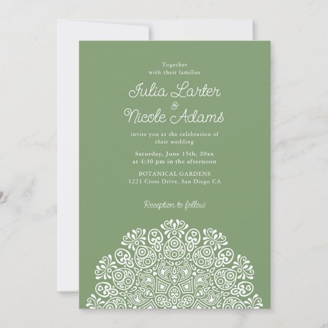 Invitación Classical Ornate Art Deco Style Mandala Wedding (Anverso)