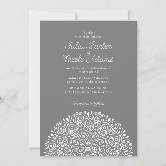 Invitación Classical Ornate Art Deco Style Mandala Wedding (Anverso)