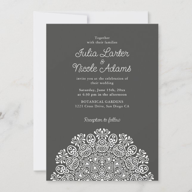 Invitación Classical Ornate Art Deco Style Mandala Wedding (Anverso)