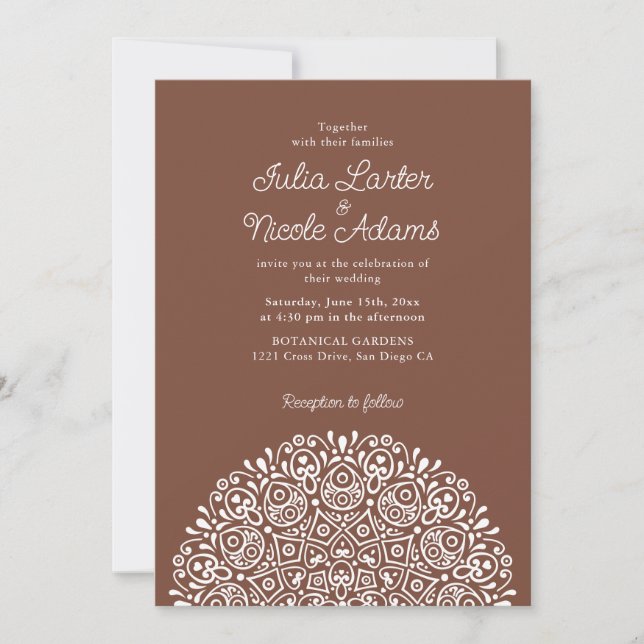 Invitación Classical Ornate Art Deco Style Mandala Wedding (Anverso)