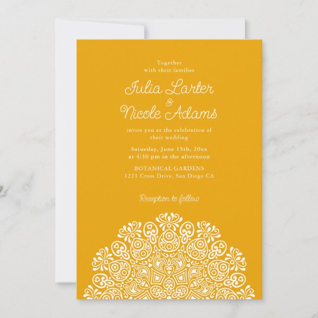 Invitación Classical Ornate Art Deco Style Mandala Wedding (Anverso)