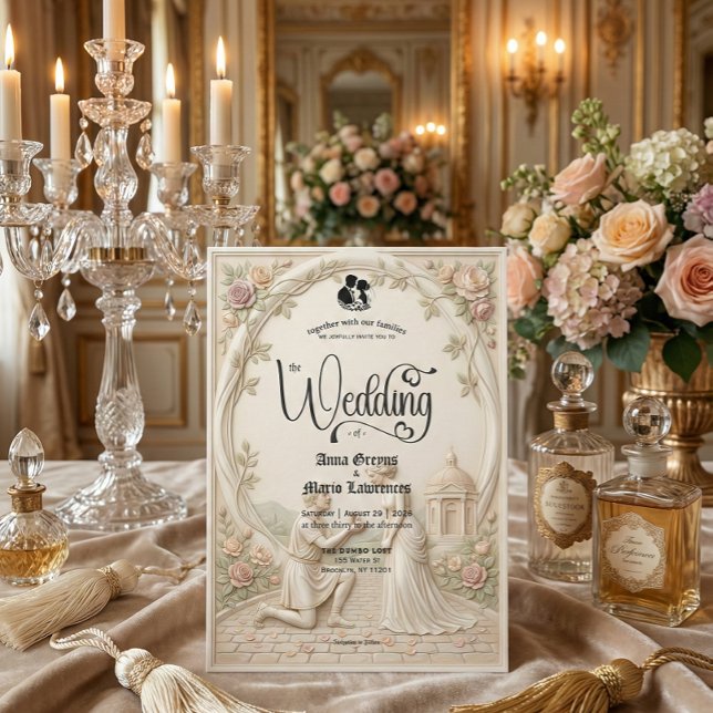 Invitación Classical Regency Garden Proposal Scene Wedding (Subido por el creador)